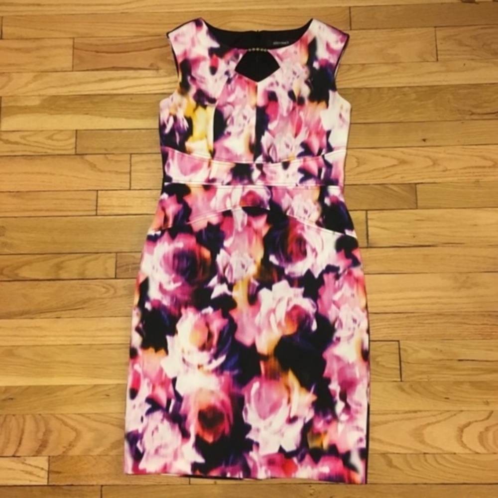 Ellen Tracy Floral Fitted Midi Dress
